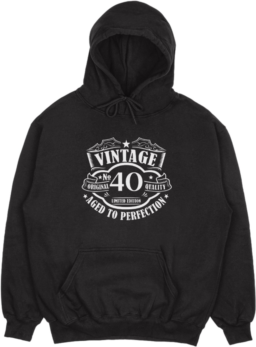 Vintage 40 Jaar Hoodie - Aged To Perfection - Verjaardag en feest cadeau - Cadeau tip - 40 jaar cadeau - 40 jaar - Trui - 1985 - Heren - Vader Cadeau - Maat XXL