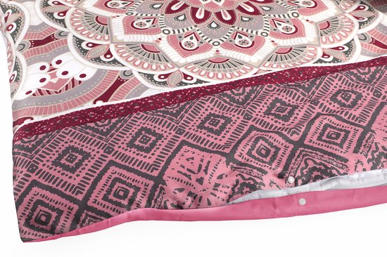 Floraya - Parure de lit Alegra - Double - 240 x 240 cm + 2 x taies d'oreiller 60 x 70 cm - Rose