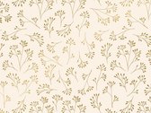 Papier cadeau Lucy Crème/ Or 30/50/70 cm x 200 m | Papier cadeau de Luxe avec brindilles dorées |variante : 30 cm / 200 mtr.