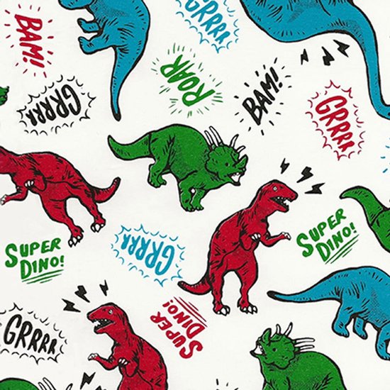 Papier cadeau avec des dinosaures Wit - Emballage cadeau joyeux | 74 grammes | 30, 50, 70 cm |variante : 30 cm / 200 mtr.