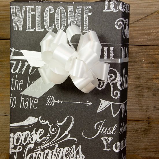 Papier cadeau Handlettering Zwart - Durable et élégant (30 à 100 cm x 200 mètres) |variante : 30 cm / 200 mtr.