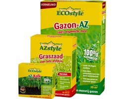 ECOstyle Gazon Onderhoud Bundel - Totaalpakket voor gazon bemesten, bekalken en kale plekken inzaaien -Voor 15 m2