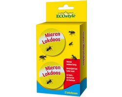 ECOstyle MierenLokdoos - Mierenpoeder voor Binnen en Buiten - Werkt enkele Weken - Bestrijd Mieren op e Wijze - 2 Stuks