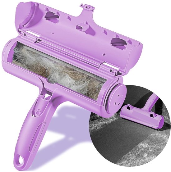 Wasbare, herbruikbare pluisroller, grote pluisroller 20,3 cm katten- en hondenhaarverwijderaar met 3 voet uitschuifbare handgreep, gel kleverige picker set reiniger voor tapijt, vloer, bank