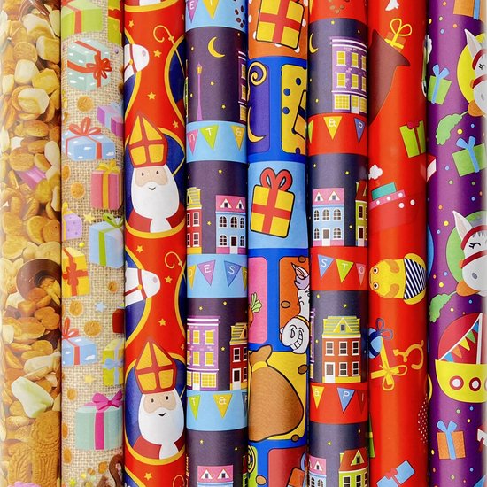 Sinterklaas cadeaupapier - Inpakpapier - 300 x 70 cm - 10 rollen