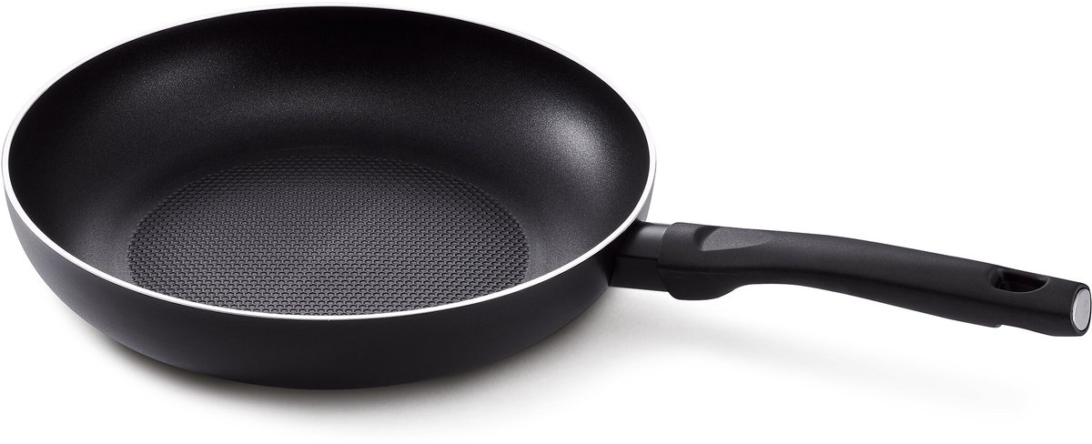 KitchenFun Salsa Non-Stick Koekenpan HI Ø 24cm – Incl. warmte indicator - Inductie geschikt- lichtgewicht Aluminium- Dubbele Anti-aanbaklaag – Hitte werende soft touch greep - Ergonomisch – Zwart