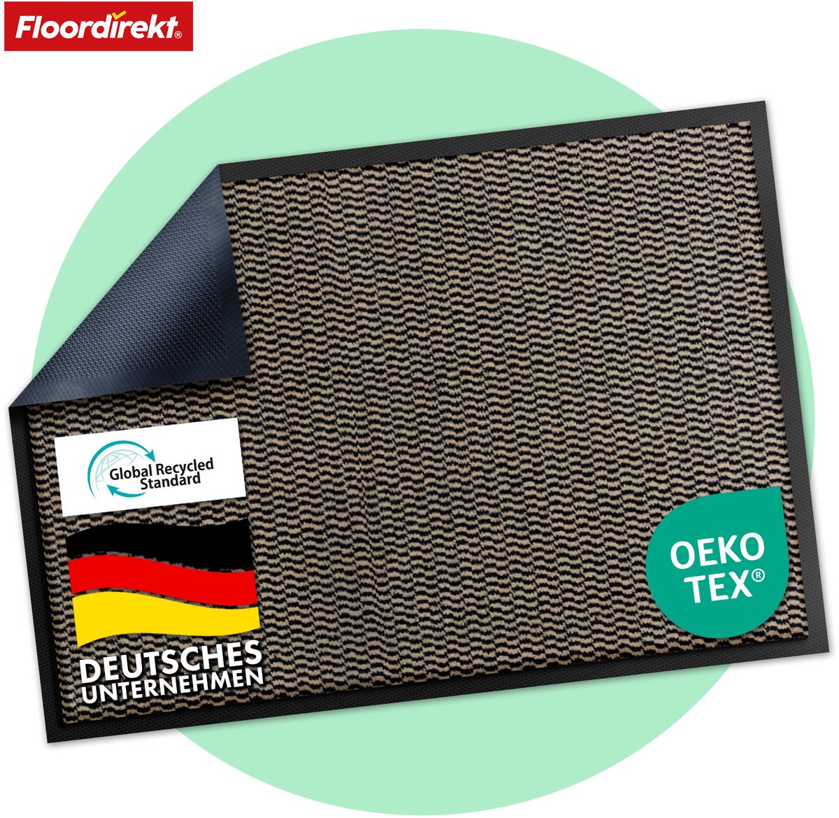 Floordirekt Premium Deurmat SKY Novo - Voor Entree - Vuilvangmat - Anti-slip & Afwasbaar - Voor Het Opbergen van Vuil - Okerzwart - 40 x 60 cm