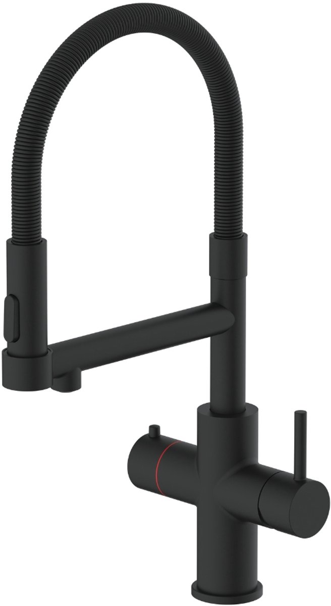 3-in-1 kokendwaterkraan ZWART | Flexibele uitloop