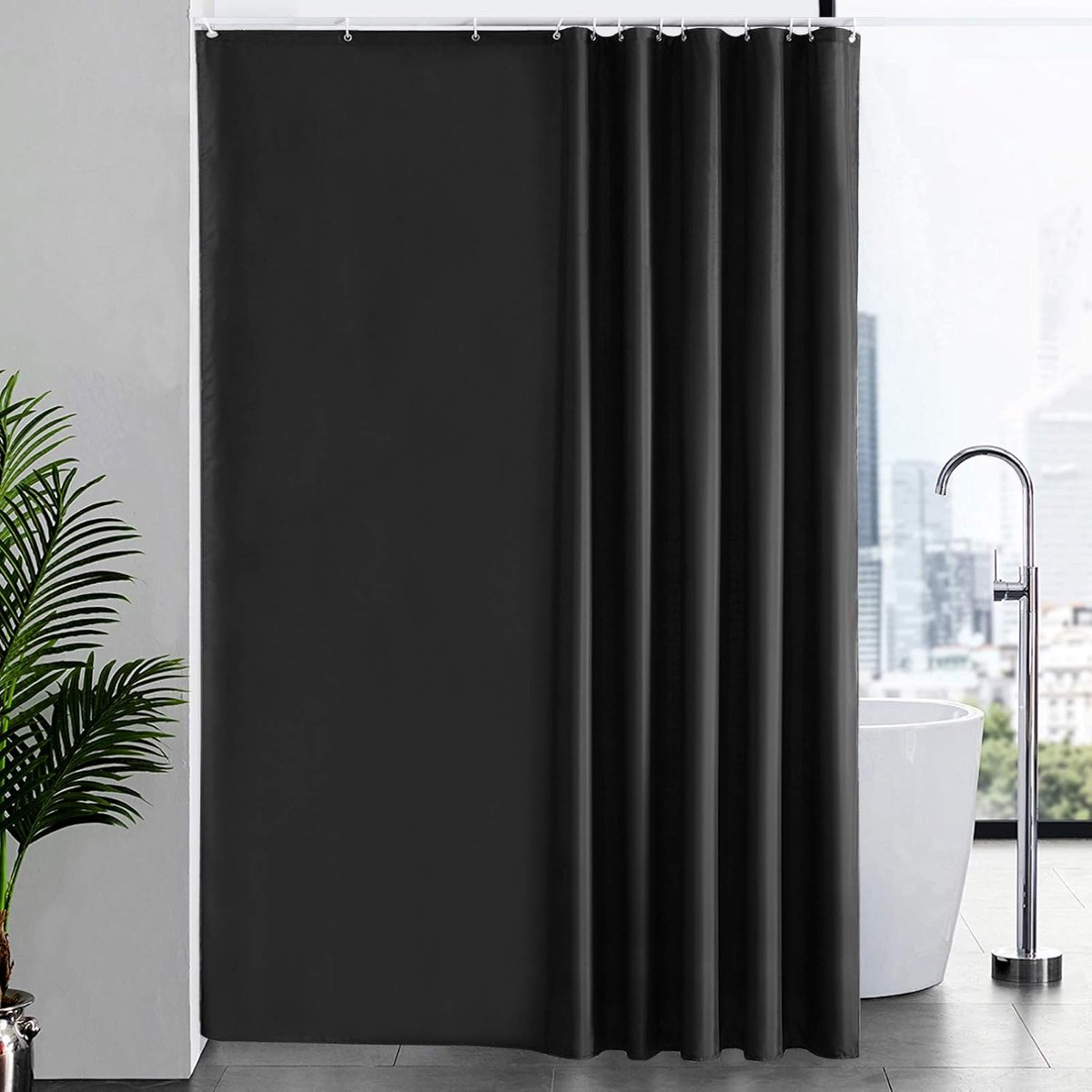 Waterdicht Douchegordijn 200x240 cm - Zwart - Met 12 Haken