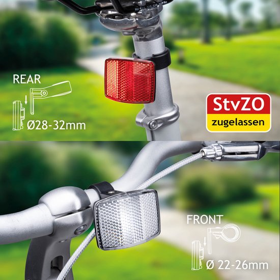 Dunlop Fietsreflector Set K-mark - Wit en Rood - Voor- en Achterreflector - Eenvoudige Montage op Stuur en Frame - K-mark Gecertificeerd - Verbetert Zichtbaarheid in het Donker — afbeelding 2