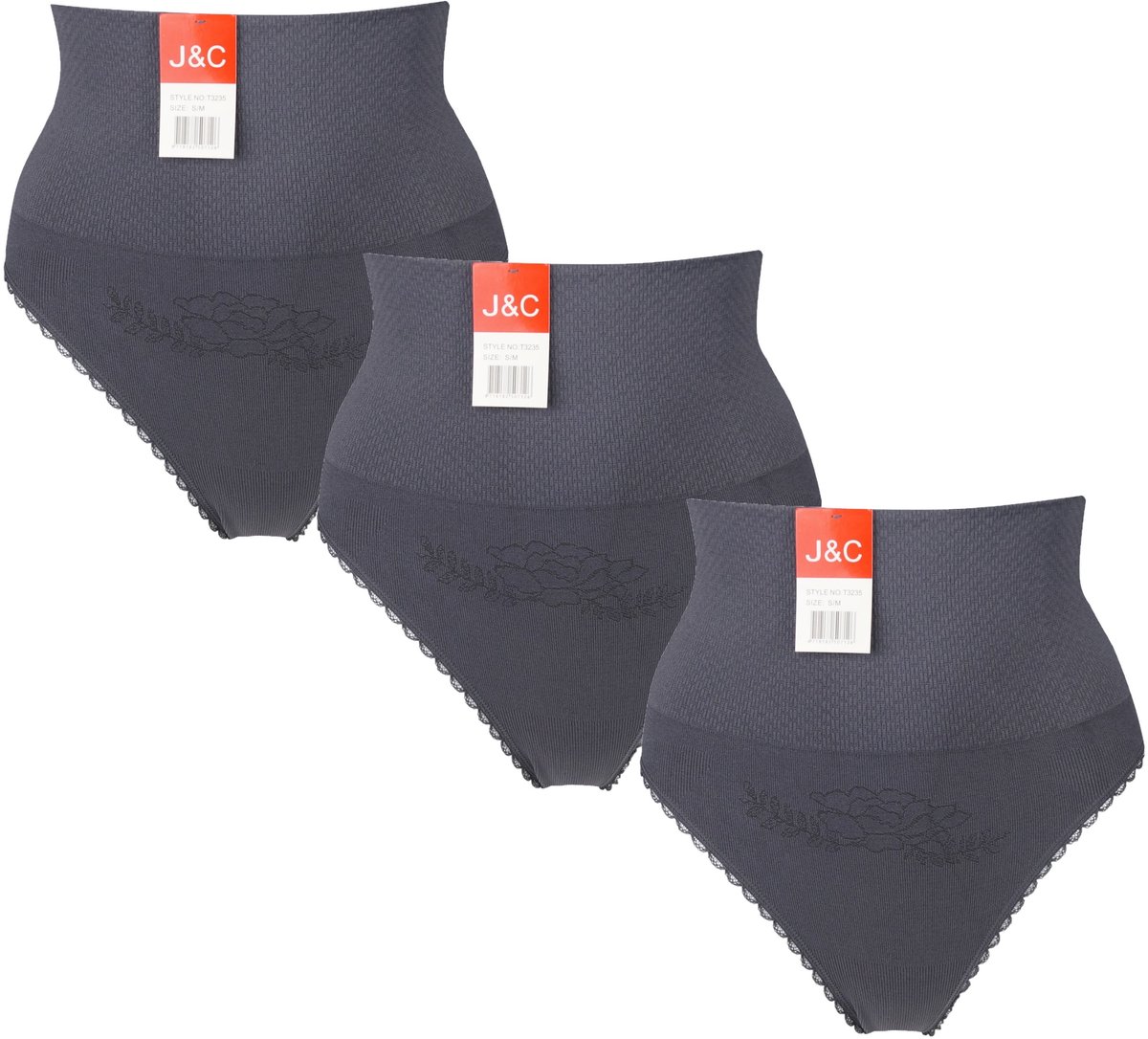 3-pack Dames corrigerende string J&C 3235 Grijs - maat S/M
