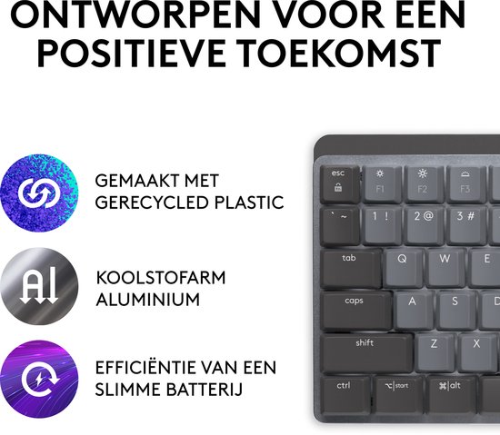 Logitech MX Mechanical - Draadloos mechanisch toetsenbord - Tactile - QWERTY ISO - Grijs
