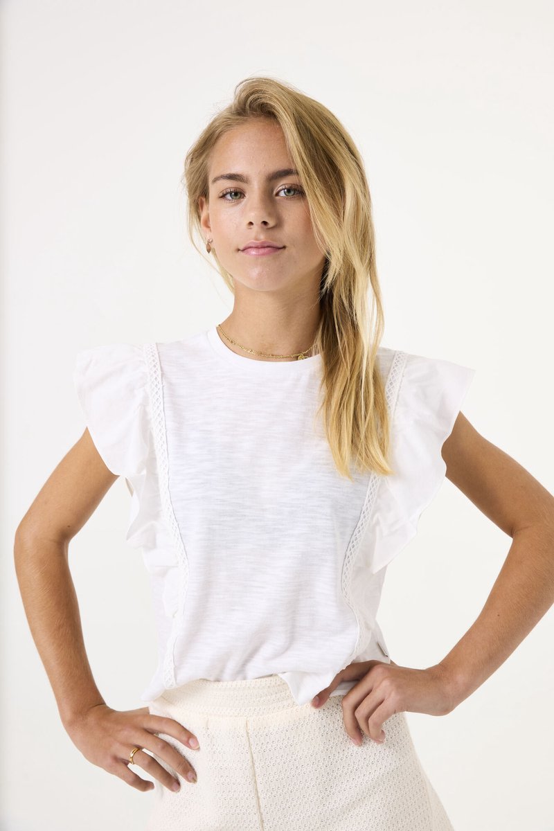 GARCIA Meisjes Effen T-shirt Wit Korte mouw
