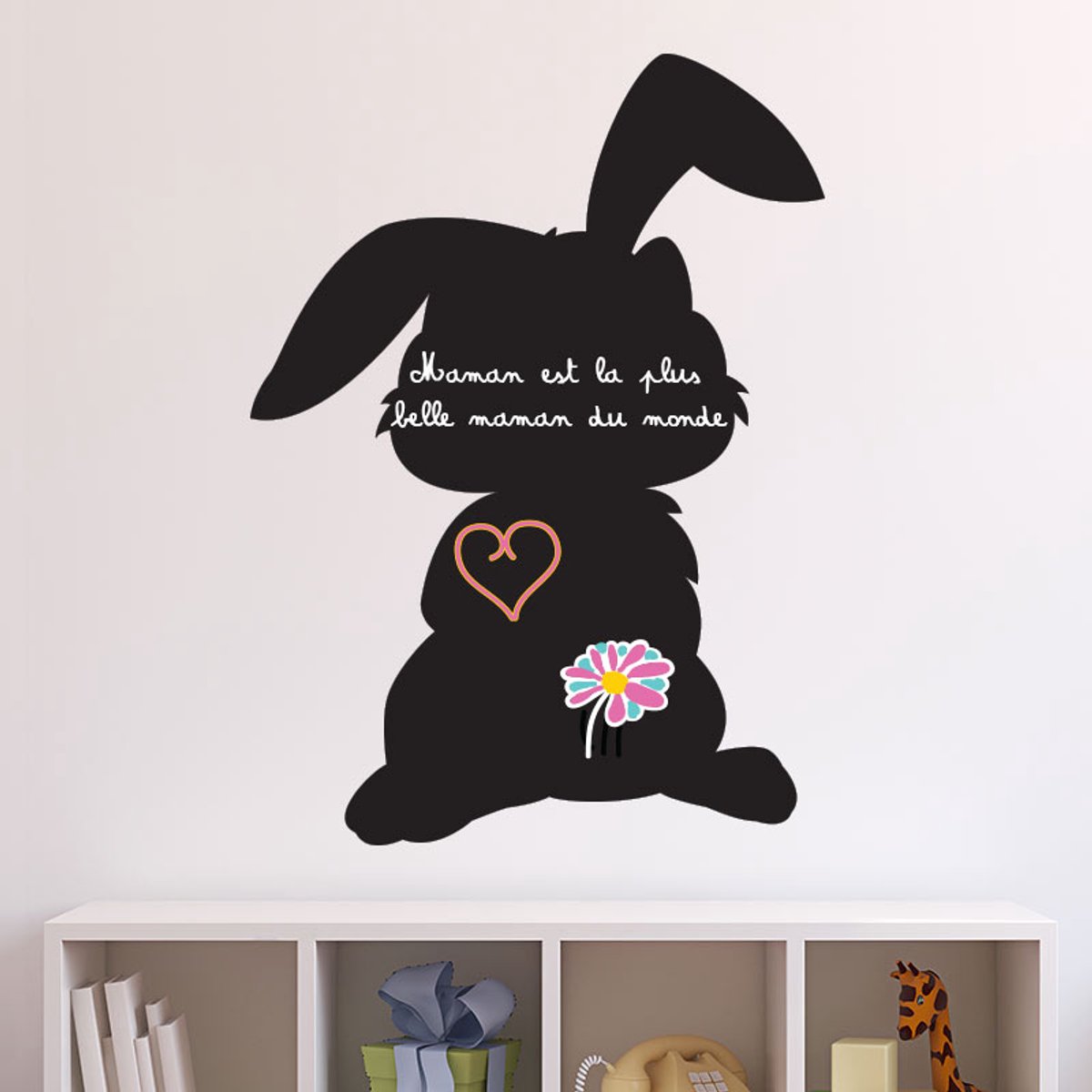 Ambiance Sticker Schoolbordsticker - uitwisbare zelfklevende muurstickers - KONIJN - 115x85cm Multi color
