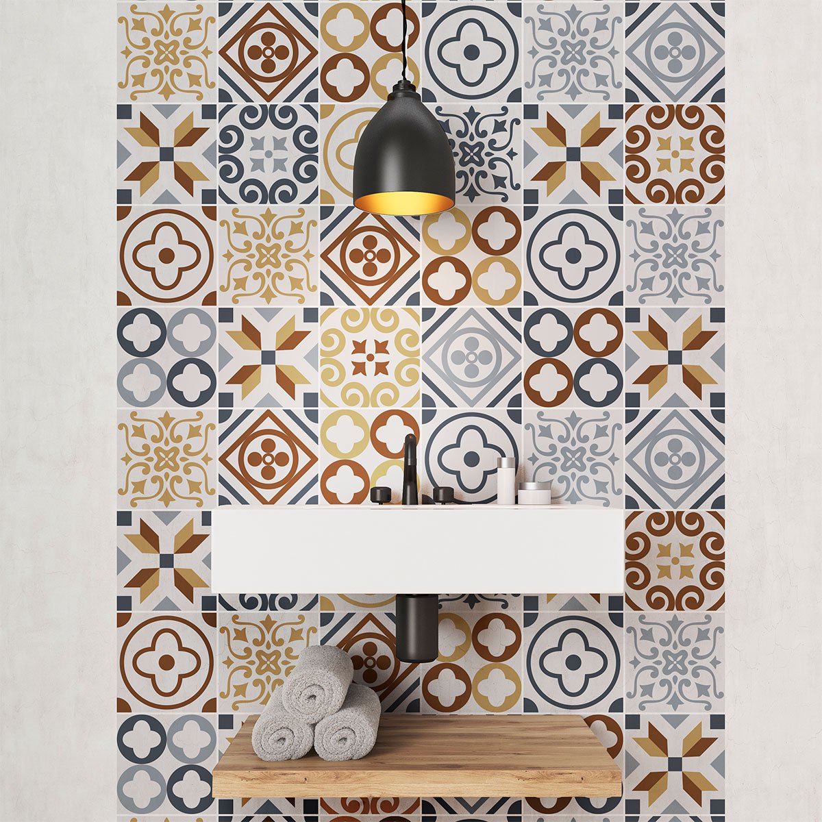Ambiance Sticker Muurstickers - Zelfklevende tegelmuurstickers voor keuken en badkamer - AZULEJOS RICKY - 24 stickers 15x15cm Multi color