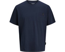 JACK & JONES Dover slub tee relaxed fit - heren T-shirt met O-hals - blauw (navy blazer)