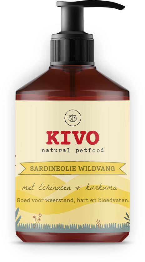 Kivo Petfood - Supplement Sardineolie met Echinacea & Kurkuma 500 ml - Immuunbooster met doseerpomp.