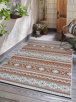 Bol.com Flycarpets Omkeerbaar Terrazo Nomad Aztec Buitenkleed Terra / Creme - 160x230 cm - Vloerkleed Buiten - Laagpolig Tuinkle... aanbieding