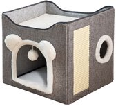 Rumy Katten Krabton - Kattenhuis met Krabpaal - Krabmeubel met 2 Verdiepingen - Krabton voor Katten - Kattenmeubel - Kattentoren 39x39x38cm