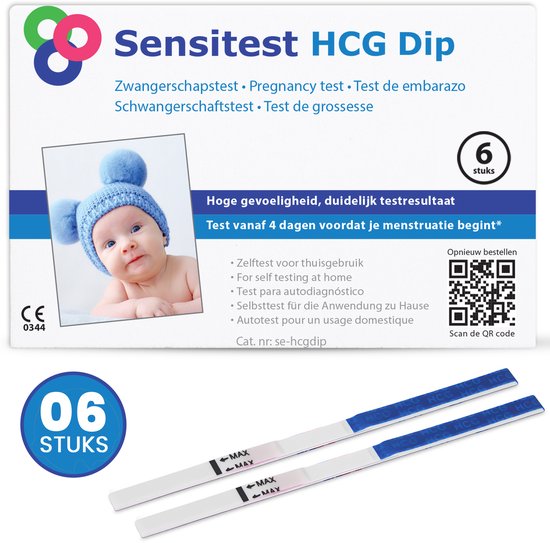 Sensitest Zwangerschapstest Dipstick Extra Vroeg 4 dagen eerder - 6 stuks - Binnen 1 dag in Huis