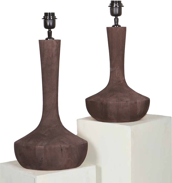 by Mooss - Lampe de table - Seattle - Terre d'ombre - Bois - Robuste - 35 cm