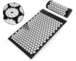 Ceruzo Acupressuur Mat met Kussen - Spijkermat voor Pijnverlichting - Ontspanning - Zwart Wit