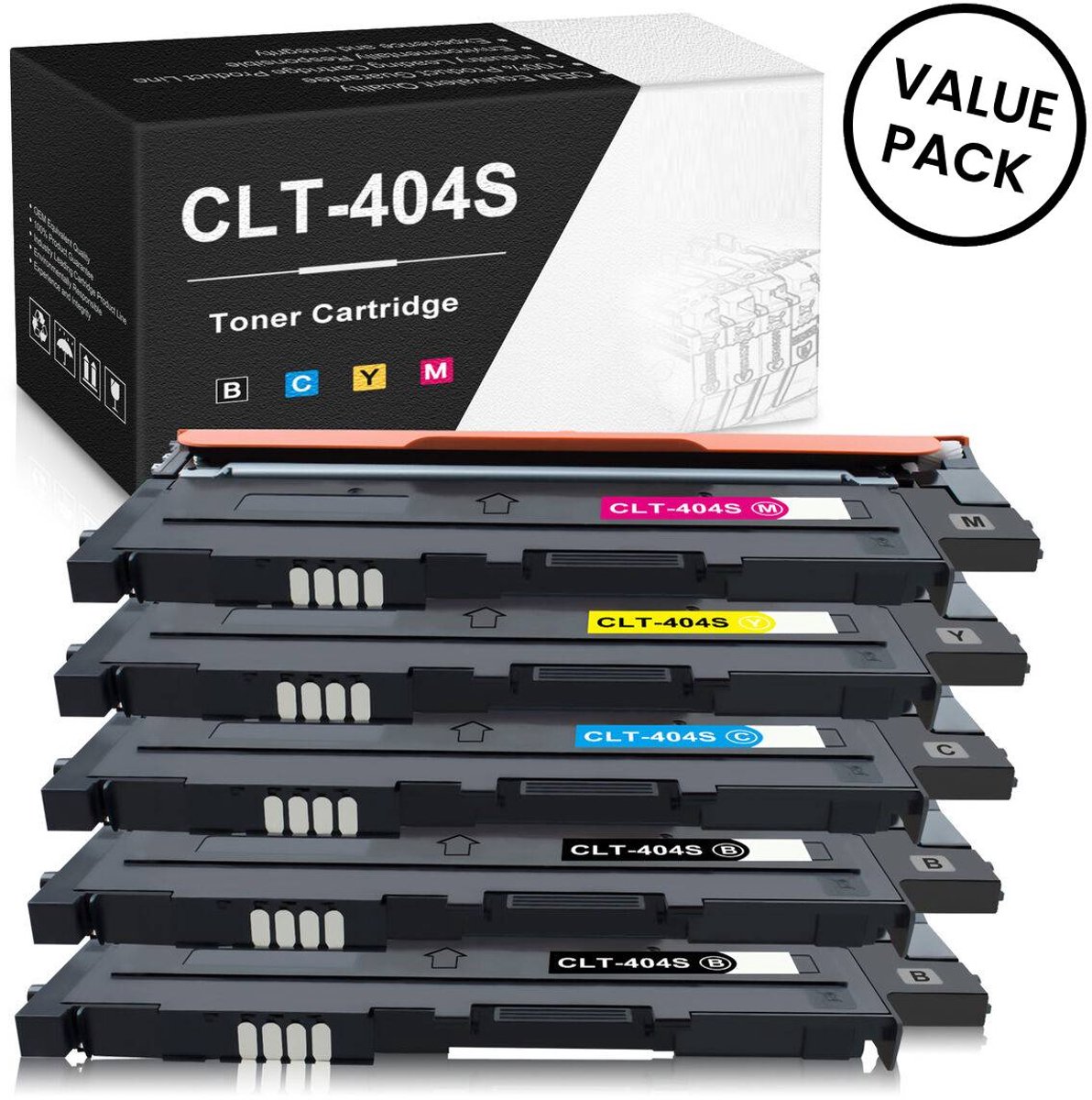 5-pack | Geschikt voor Samsung CLT-404S / CLT-P404 Toner cartridges - Geschikt voor Samsung Xpress SL-C430 - SL-C430W - SL-C480 - SL-C480W - SL-C480FW - P404C