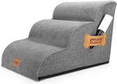 Nobleza Hondentrap - Hondentrapje voor honden - 33D materiaal - Honden opstapje - 3 treden - 40 x 57 x 40 cm - extra stevig en comfortabel - Grijs
