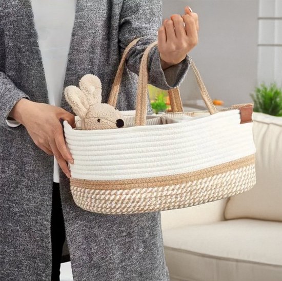 Dutchers.® Luier Organizer - Baby Organizer - Netjes & Overzichtelijk - Praktisch & Compact - Baby Opbergmand - Ideaal voor in de Babykamer & Woonkamer - Alles Bij de Hand - Kraamcadeau - Cadeau voor Babyshower - Commode Mandje - 38 x 25 x 17cm — afbeelding 4