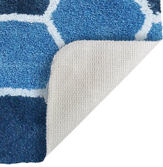 Dutch House Toiletmat Rennes - WC Mat 60x50cm - Blauw - Antislip - Toiletmat met uitsparing - Badkamer Mat - WC Mat - Snel Absorberend - Snel Drogende Toiletmat