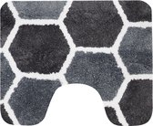 Dutch House Toiletmat Rennes - WC Mat 60x50cm - Grijs - Antislip - Toiletmat met uitsparing - Badkamer Mat - WC Mat - Snel Absorberend - Snel Drogende Toiletmat