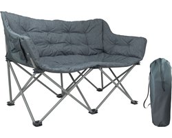 TRVLMORE Campingstoel - 2 Personen - Opvouwbaar - Incl. Draagtas - Kampeerstoel - 240 kg draagvermogen - Grijs