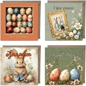 8 Cartes de vœux de vœux de Pasen carrées de Luxe - Cartes de Pâques - 13,5 x 13,5 cm - cartes pliées Enveloppes colorées incluses