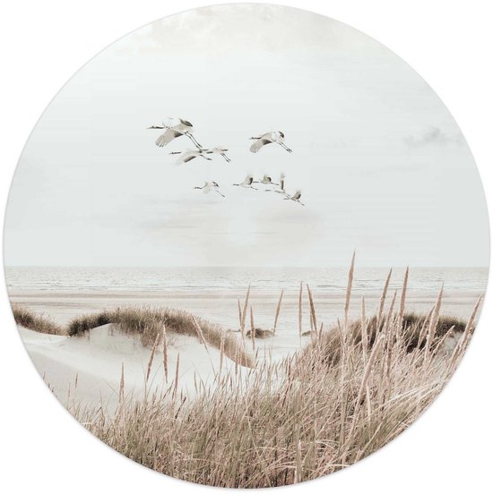 Tableau sur verre Grues de plage Ø 50 cm - Reinders