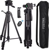 PIXETOOL Camera en Telefoon Statief 172cm – Tripod Statief – Spiegelreflexcamera Statief – Incl. Smartphone Houder – Smartphone Statief – Camera Houder – GSM Statief – Universeel - Zwart