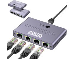 AdroitGoods Netwerk Switch - Tot 1000Mbps - 5 Poorten - Internet Switch - RJ45 splitter - Aluminium behuizing