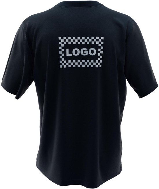 Werkkleding T-Shirt bedrukt met eigen logo of naam - Op borst en rug - Ronde hals - Maat M - Zwart