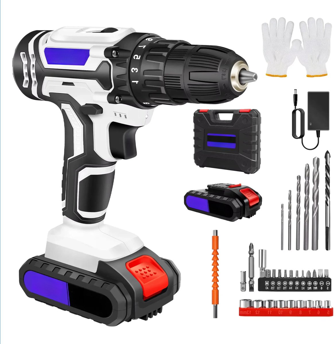 Boormachineset Draadloos Laziel - 21V - Slagschroevendraaier - 1500mAh Li-ion - 25+1 Koppel - 45Nm