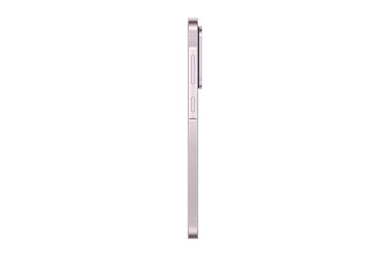 Zijaanzicht van een lichtroze Samsung Galaxy A56 5G.