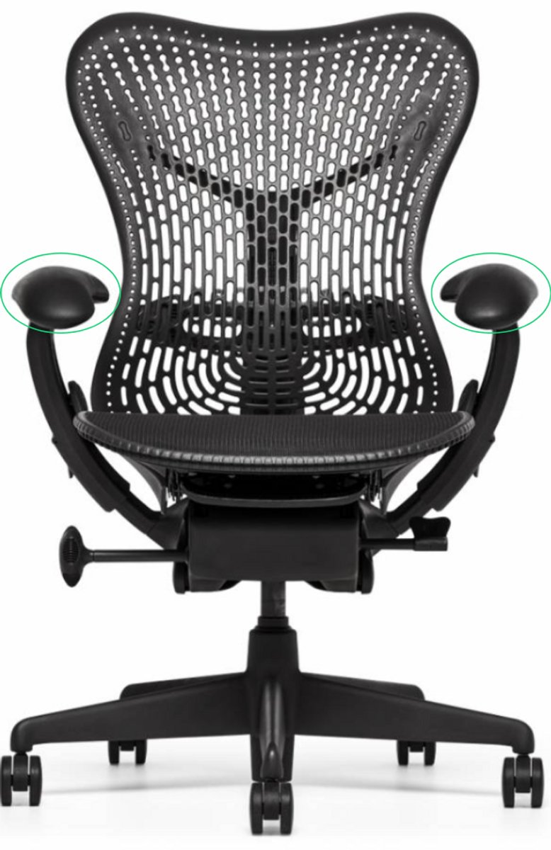 Jetchair - Set van 2 armpads geschikt voor Herman Miller Mirra type 1 - Armleuningen - Opdek - Geschikt voor bureaustoel Herman Miller Mirra type 1 - Armpad - Nieuw - 2 stuks