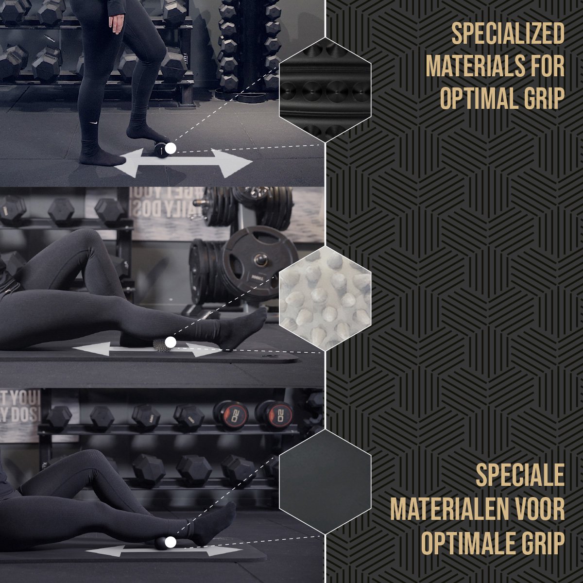 BOZEERA Voetmassage Roller Set - Voetroller - Massageballen - Lacrosse Massage Bal - Triggerpoint Bal - Plantar Fasciitis - Massageroller Set (3stuks) - Inclusief Video Poster & Tas thumbnail 2