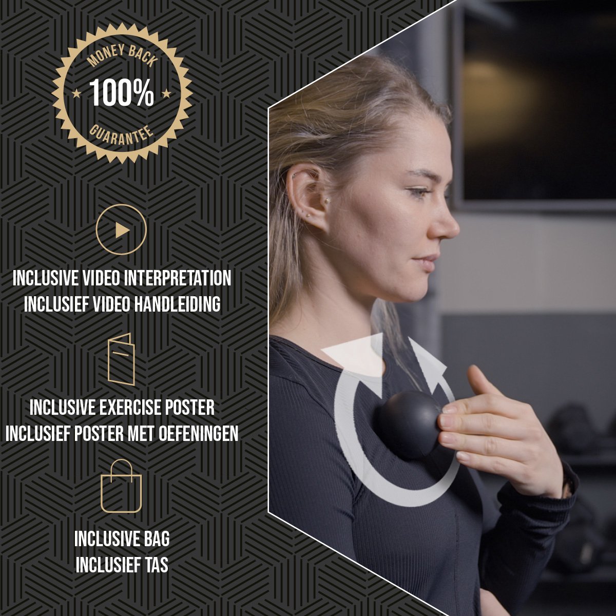 BOZEERA Voetmassage Roller Set - Voetroller - Massageballen - Lacrosse Massage Bal - Triggerpoint Bal - Plantar Fasciitis - Massageroller Set (3stuks) - Inclusief Video Poster & Tas thumbnail 3