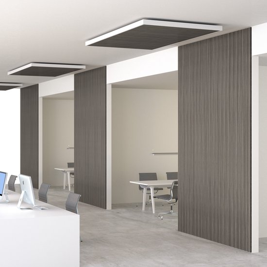 tectake® Akoestische Panelen - Set van 2 - Akoestisch Wandpaneel - 60 x 120 cm - 1,44 m² - Wandpanelen met Aanpasbare Grootte - Lattenwand van MDF en Houtfineer - Geluidsisolatie - Stijlvolle Wanddecoratie - Eenvoudige Montage - Eiken Lichtgrijs