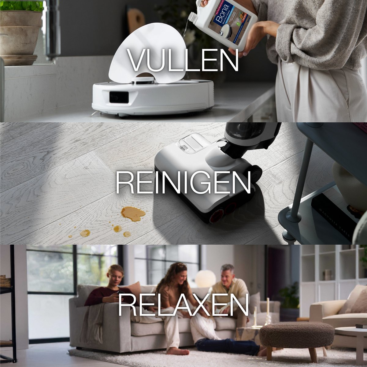 Bona Houten Vloerreiniger voor Robotstofzuiger met Dweilfunctie - Vloerreiniger Robotstofzuiger - Reinigingsmiddel - Sneldrogend en Streeploos - 1,1L — afbeelding 4