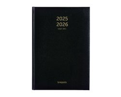Brepols agenda 2026 - 16Maanden week - Bretime LIMA - Schoolagenda - 1 week op 2 pagina's - Weekoverzicht - Zwart - 14.8 x 21 cm - september 2025 tm december 2026