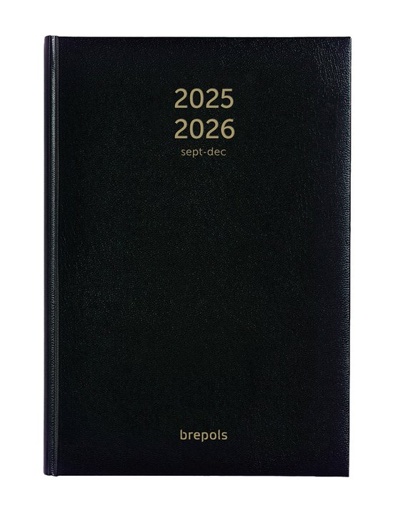 Brepols agenda 2025-2026 - 16M week - Bretime LIMA - Schoolagenda - 1 week op 2 pagina's - Weekoverzicht - Zwart - 14.8 x 21 cm