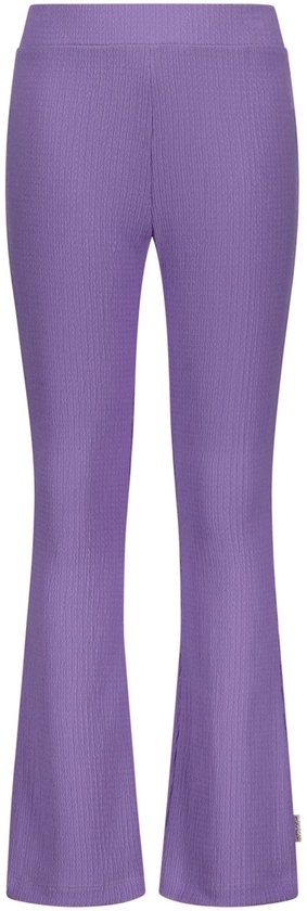 Paarse flared broek met ribbelstructuur, voorkant.