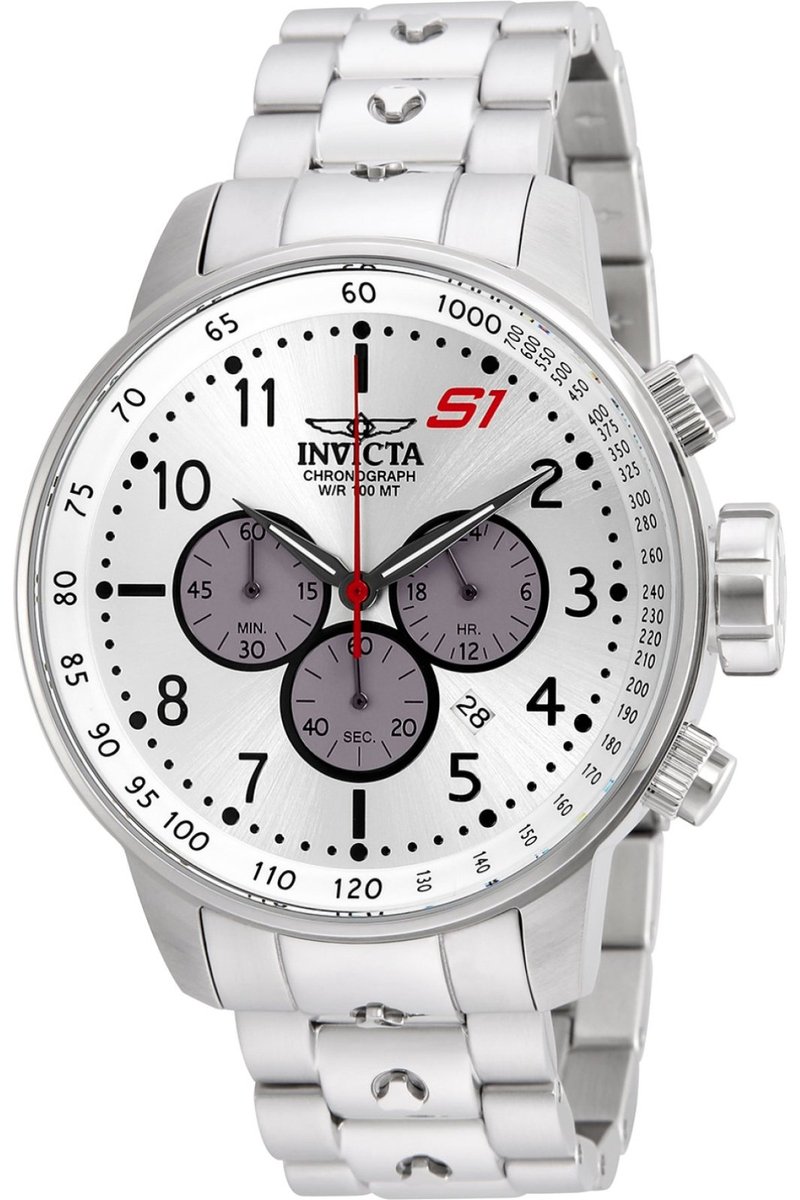 Invicta S1 Rally 23083 Heren Horloge - Waterdicht - Analoog - Quartz Uurwerk - Roestvrij Staal met zilveren Wijzerplaat - 48mm