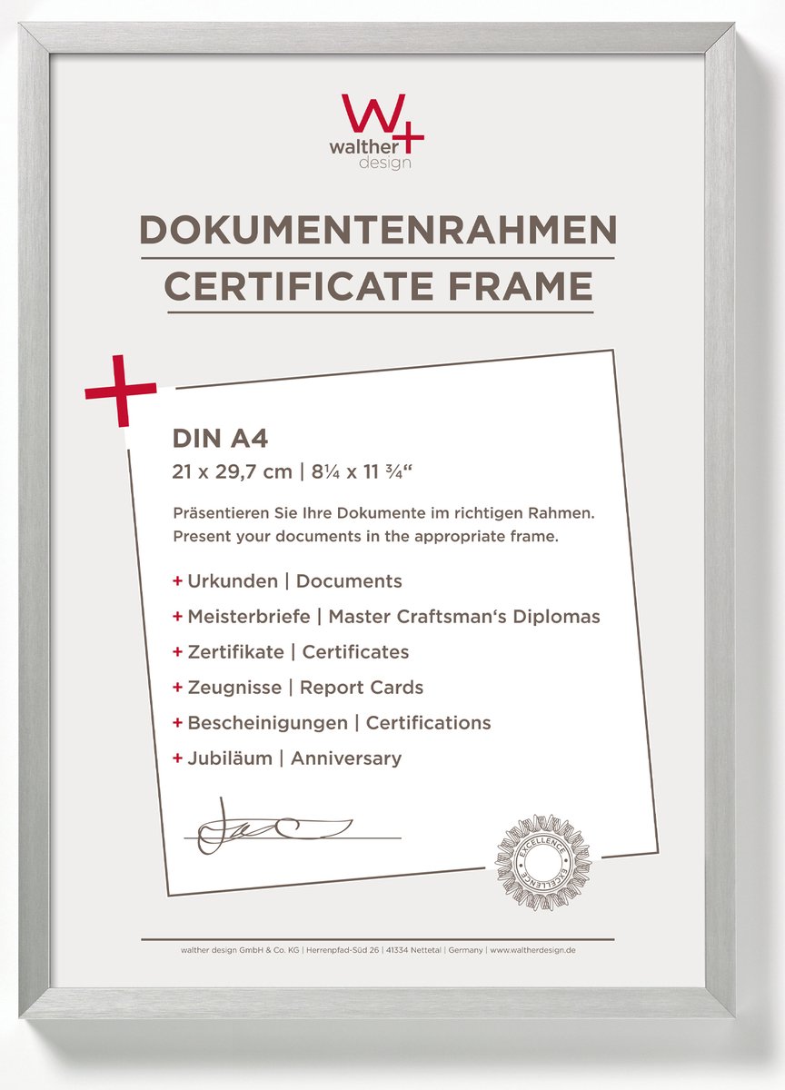 Walther Chair - Aluminium Fotolijst - Fotomaat 21x29,7 cm (A4) - Zilver