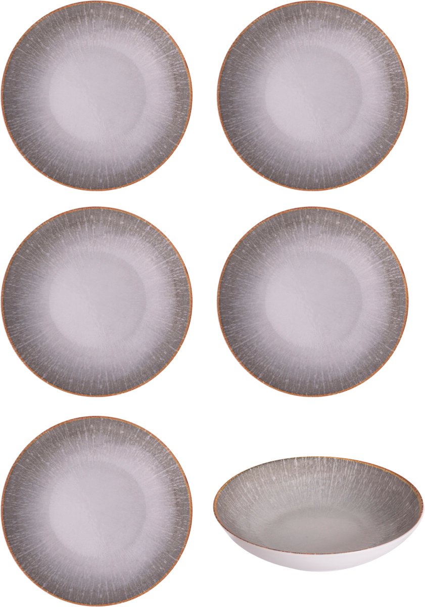 Hazel & Bos Juntos Grietas diep bord - 22cm - Set van 6
